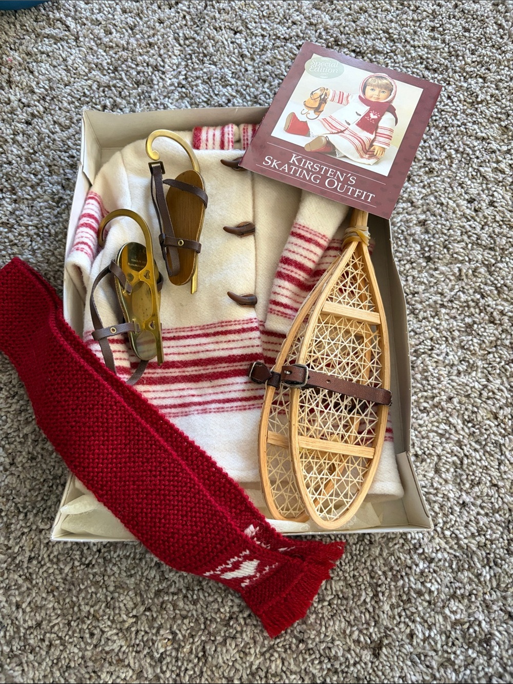 RARE American Girl Kirsten Winter Skating Set - Red, Cream, Brown
